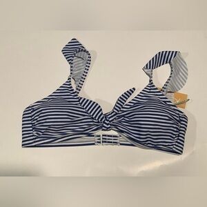 Kona Sol Blue and White Striped Bikini Top